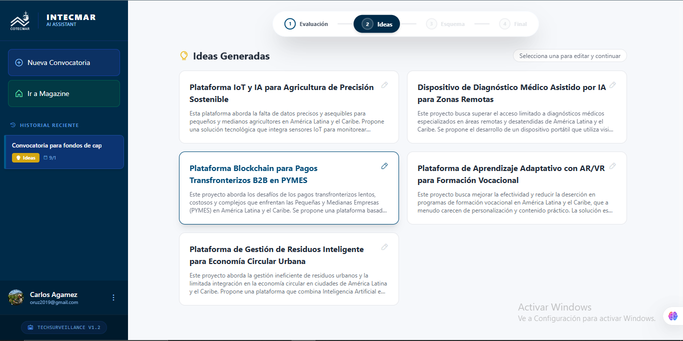 Ideas Grid generated by AI
